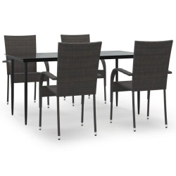 vidaXL Juego de comedor de jardín 5 piezas ratán sintético marrón