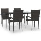 vidaXL Juego de comedor de jardín 5 piezas ratán sintético marrón