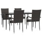 vidaXL Juego de comedor de jardín 5 piezas ratán sintético marrón