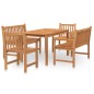 vidaXL Juego de comedor para jardín 5 piezas madera maciza de teca vidaXL Juego de comedor para jardín 5 piezas madera maciza de teca