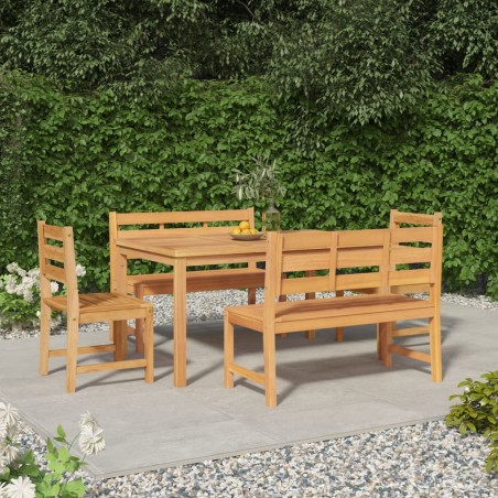vidaXL Juego de comedor para jardín 5 piezas madera maciza de teca