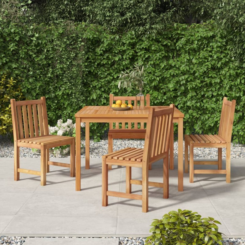 vidaXL Juego de comedor para jardín 5 piezas madera maciza de teca