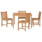 vidaXL Juego de comedor para jardín 5 piezas madera maciza de teca