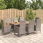 vidaXL Set comedor jardín 9 pzas y cojines ratán sintético gris