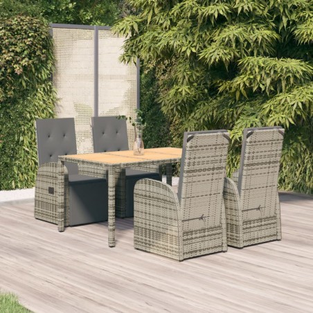 vidaXL Set comedor de jardín 5 piezas con cojines ratán sintético gris