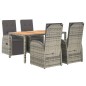 vidaXL Set comedor de jardín 5 piezas con cojines ratán sintético gris vidaXL Set comedor de jardín 5 piezas con cojines ratán sintético gris