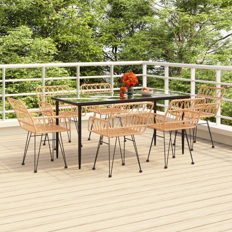 vidaXL Juego de comedor de jardín 7 piezas ratán sintético vidaXL Juego de comedor de jardín 7 piezas ratán sintético