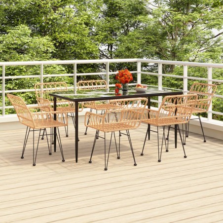 vidaXL Juego de comedor de jardín 7 piezas ratán sintético