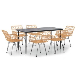 vidaXL Juego de comedor de jardín 7 piezas ratán sintético