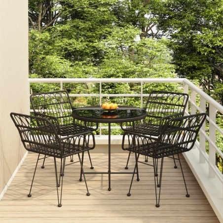 vidaXL Juego de comedor de jardín 5 piezas ratán sintético negro
