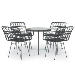 vidaXL Juego de comedor de jardín 5 piezas ratán sintético negro