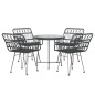 vidaXL Juego de comedor de jardín 5 piezas ratán sintético negro vidaXL Juego de comedor de jardín 5 piezas ratán sintético negro