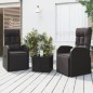 vidaXL Juego salón jardín 3 pzas ratán sintético y acero negro vidaXL Juego salón jardín 3 pzas ratán sintético y acero negro