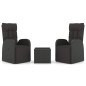 vidaXL Juego salón jardín 3 pzas ratán sintético y acero negro vidaXL Juego salón jardín 3 pzas ratán sintético y acero negro