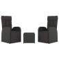 vidaXL Juego salón jardín 3 pzas ratán sintético y acero negro vidaXL Juego salón jardín 3 pzas ratán sintético y acero negro