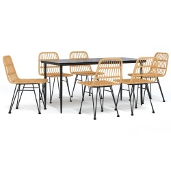 vidaXL Juego de comedor de jardín 7 piezas ratán sintético