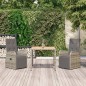 vidaXL Set comedor de jardín 3 piezas con cojines ratán sintético gris vidaXL Set comedor de jardín 3 piezas con cojines ratán sintético gris