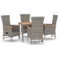 vidaXL Set comedor de jardín 5 piezas con cojines ratán sintético gris vidaXL Set comedor de jardín 5 piezas con cojines ratán sintético gris