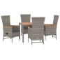 vidaXL Set comedor de jardín 5 piezas con cojines ratán sintético gris vidaXL Set comedor de jardín 5 piezas con cojines ratán sintético gris