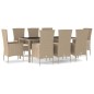 vidaXL Set comedor de jardín 9 pzas con cojines ratán sintético beige vidaXL Set comedor de jardín 9 pzas con cojines ratán sintético beige