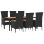 vidaXL Set de comedor de jardín 7 pzas y cojines ratán sintético negro vidaXL Set de comedor de jardín 7 pzas y cojines ratán sintético negro