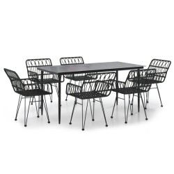 vidaXL Juego de comedor de jardín 7 piezas ratán sintético negro