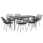 vidaXL Juego de comedor de jardín 7 piezas ratán sintético negro