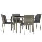 vidaXL Set comedor de jardín 5 piezas con cojines ratán sintético gris vidaXL Set comedor de jardín 5 piezas con cojines ratán sintético gris