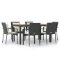 vidaXL Set de comedor de jardín 7 pzas y cojines ratán sintético negro vidaXL Set de comedor de jardín 7 pzas y cojines ratán sintético negro