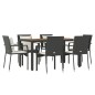 vidaXL Set de comedor de jardín 7 pzas y cojines ratán sintético negro vidaXL Set de comedor de jardín 7 pzas y cojines ratán sintético negro