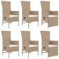 vidaXL Set comedor de jardín 7 pzas con cojines ratán sintético beige