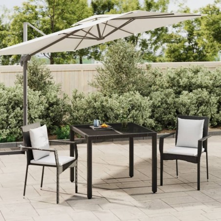 vidaXL Set comedor de jardín 3 pzas con cojines ratán sintético negro