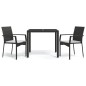 vidaXL Set comedor de jardín 3 pzas con cojines ratán sintético negro vidaXL Set comedor de jardín 3 pzas con cojines ratán sintético negro