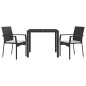 vidaXL Set comedor de jardín 3 pzas con cojines ratán sintético negro vidaXL Set comedor de jardín 3 pzas con cojines ratán sintético negro