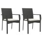 vidaXL Set comedor de jardín 3 pzas con cojines ratán sintético negro vidaXL Set comedor de jardín 3 pzas con cojines ratán sintético negro