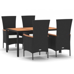 vidaXL Set de muebles jardín 5 pzas con cojines ratán sintético negro