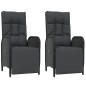 vidaXL Set comedor de jardín 3 pzas con cojines ratán sintético negro