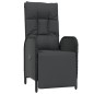 vidaXL Set comedor de jardín 3 pzas con cojines ratán sintético negro