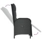vidaXL Set comedor de jardín 3 pzas con cojines ratán sintético negro