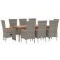 vidaXL Set comedor jardín 9 pzas y cojines ratán sintético gris vidaXL Set comedor jardín 9 pzas y cojines ratán sintético gris