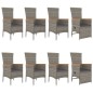 vidaXL Set comedor jardín 9 pzas y cojines ratán sintético gris vidaXL Set comedor jardín 9 pzas y cojines ratán sintético gris