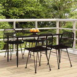 vidaXL Juego de comedor de jardín 5 piezas ratán sintético negro