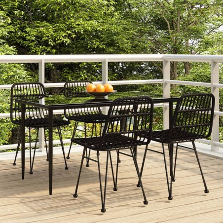 vidaXL Juego de comedor de jardín 5 piezas ratán sintético negro
