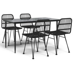 vidaXL Juego de comedor de jardín 5 piezas ratán sintético negro