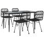 vidaXL Juego de comedor de jardín 5 piezas ratán sintético negro