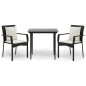 vidaXL Set comedor de jardín 3 pzas con cojines ratán sintético negro vidaXL Set comedor de jardín 3 pzas con cojines ratán sintético negro