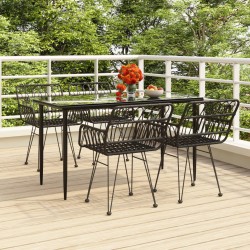 vidaXL Juego de comedor de jardín 5 piezas ratán sintético negro