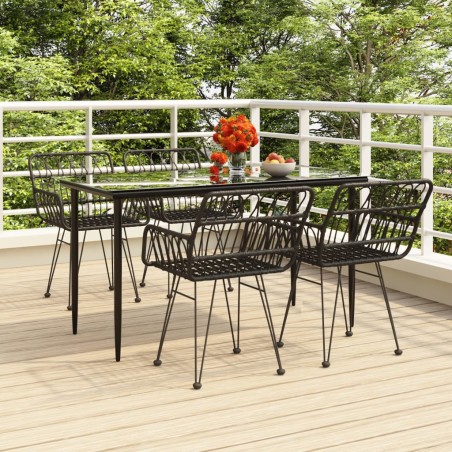 vidaXL Juego de comedor de jardín 5 piezas ratán sintético negro