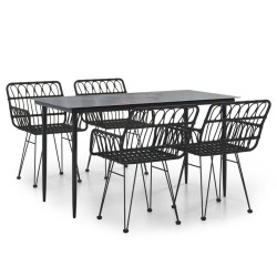 vidaXL Juego de comedor de jardín 5 piezas ratán sintético negro