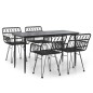 vidaXL Juego de comedor de jardín 5 piezas ratán sintético negro vidaXL Juego de comedor de jardín 5 piezas ratán sintético negro